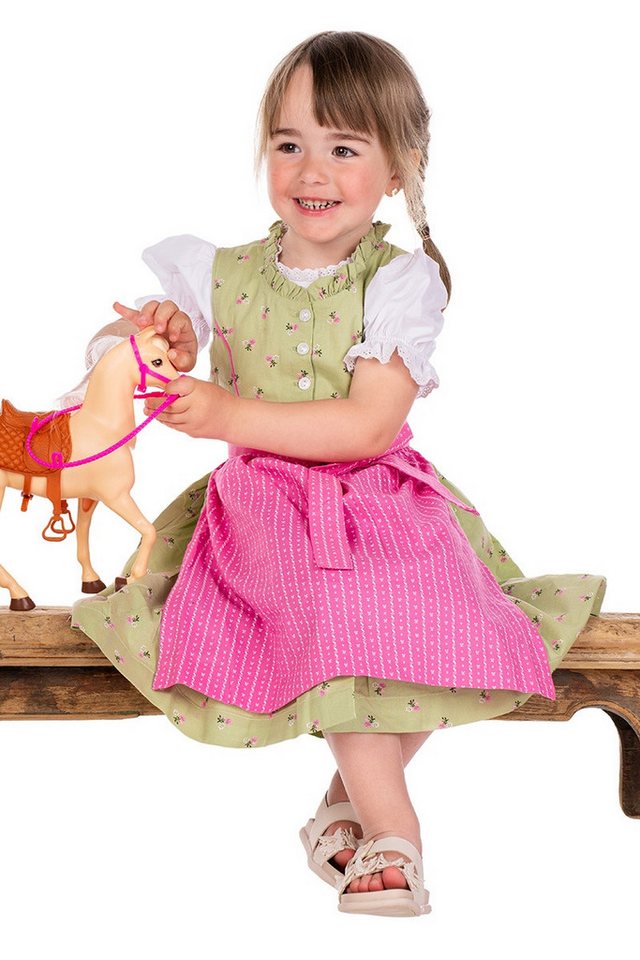 Isar-Trachten Dirndl Kinderdirndl 3tlg. - DALINA - hellgrün/rosa von Isar-Trachten