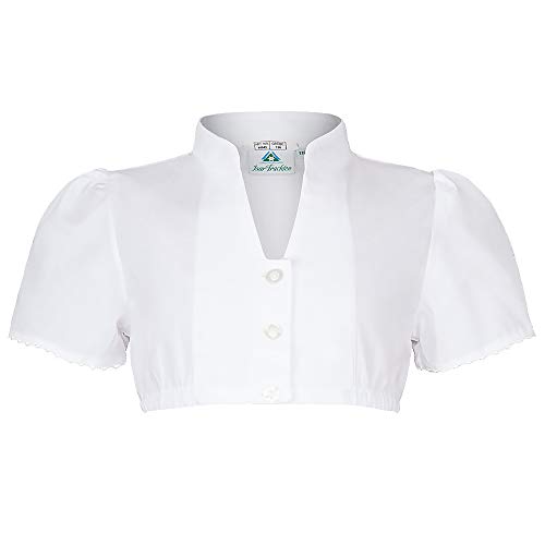 Isar-Trachten Dirndlbluse Kinder | Mädchen 44945 weiß Kinderdirndlbluse | Verschluss vorne mit Knöpfen | Schlichte Bluse (134) von Isar-Trachten