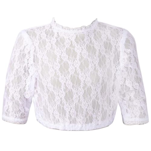 Isar-Trachten Dirndlbluse Spitze Kinder | Mädchen 70744 weiß Kinderdirndlbluse | Schlichte Spitzenbluse (DE/NL/SE/PL, Numerisch, 140, Regular, weiß) von Isar-Trachten