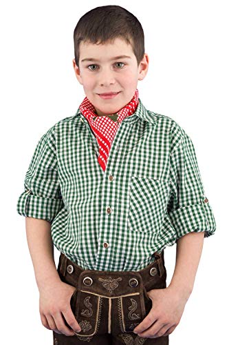 Isar-Trachten Trachtenhemd Kinder Jungen 52915 Kinderhemden Jungen Trachtenhemd grün Kariertes Hemd Kinder Jungen - 80 von Isar-Trachten