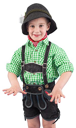 Isar-Trachten Ederer Max Kinder Trachtenhemd 52915 grün Größe 164 von Isar-Trachten
