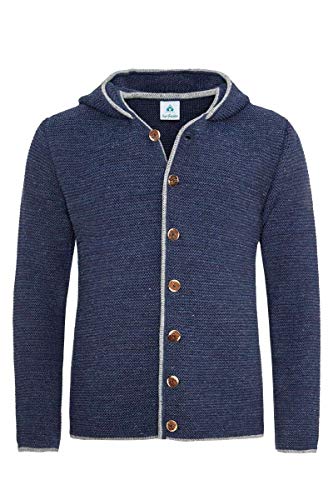 Isar-Trachten Herren Herren Trachtenstrickjacke mit Kapuze Jeansblau, Jeans, 48 von Isar-Trachten