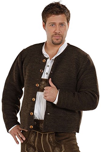 Isar-Trachten Herren Trachten Strickjacke braun glattgestrickt 'Hubert', Dunkelbraun, 58 von Isar-Trachten