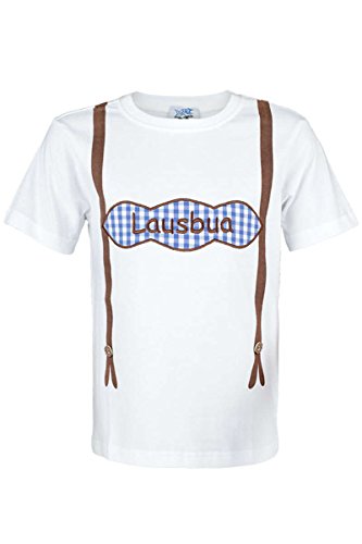 Isar-Trachten Jungen T-Shirt 'Lausbua', weiß, 104 von Isar-Trachten