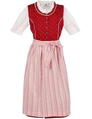 Isar-Trachten Kinder Dirndl Elisa 3-TLG. mit Bluse 52416 | Traditionell - Rosa Rot 158 von Isar-Trachten