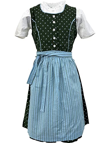 Isar-Trachten Kinder Dirndl Lotte 3-tlg. mit Bluse 52418 | Grün Blau 104 von Isar-Trachten