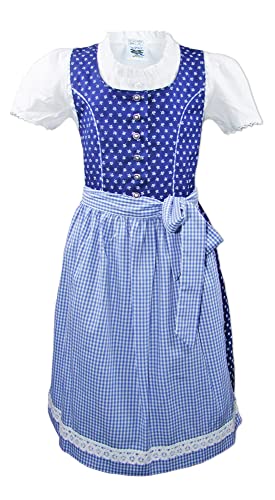 Isar-Trachten Kinder Dirndl Melanie 3-TLG. mit Bluse 64376 | Traditionell Blau 98 von Isar-Trachten