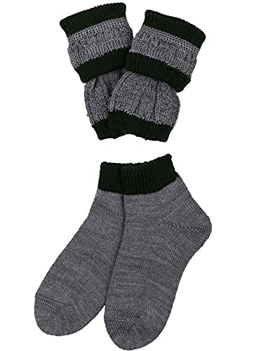 Isar-Trachten Kinder Loferl Socken und Wadenwärmer | 35651 - Grau/Grün Gr. 21-22 von Isar-Trachten