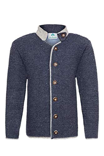 Isar-Trachten Kinder Strickjacke mit Stehkragen 47087 - Jeansblau Gr. 176 von Isar-Trachten