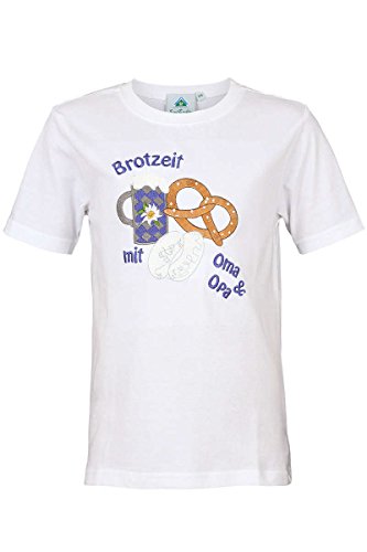 Isar-Trachten Kinder T-Shirt 'Brotzeit mit Oma & Opa' weiß, weiß, 98 von Isar-Trachten