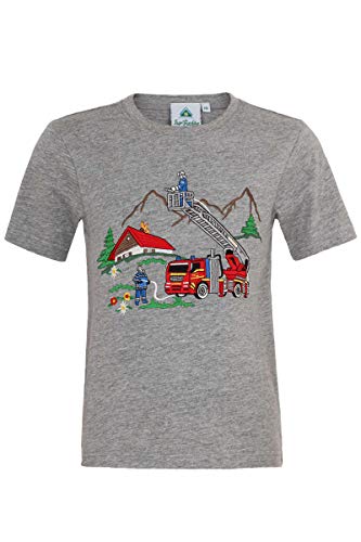 Isar-Trachten Kinder T-Shirt 'Feuerwehr' grau, GRAU, 110 von Isar-Trachten