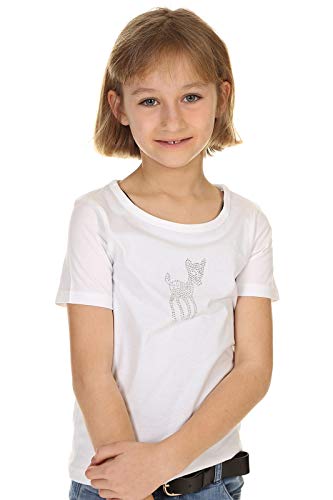 Isar-Trachten Kinder T-Shirt Mädchenshirt Trachtenshirt Bambi Glitzerstein 52987 weiß Gr.116 von Isar-Trachten