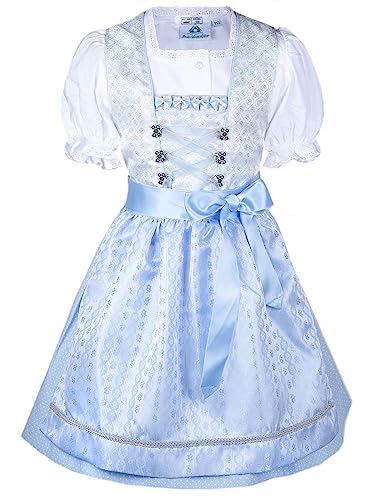 Isar-Trachten Kinderdirndl 43123 hellblau | Edles Dirndl inkl Bluse und Schürze | Mädchen Gr 110 von Isar-Trachten