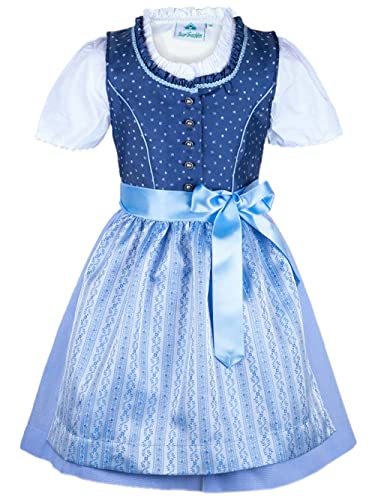 Isar-Trachten Kinderdirndl 43212 mit Bluse | Dirndl für Mädchen blau (as3, Numeric, Numeric_104, 104) von Isar-Trachten