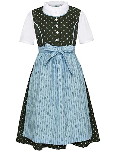 Isar-Trachten Kinderdirndl Isabell grün | Dirndl und Schürze | mit Knöpfen Gr. 140 von Isar-Trachten