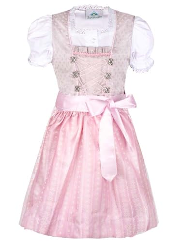 Isar-Trachten Kinderdirndl Lilli rosa | Süßes Dirndl mit Bluse und Schürze | Mädchen (DE/NL/SE/PL, Numerisch, 122, Regular, rosa) von Isar-Trachten