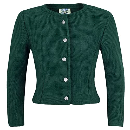 Isar-Trachten Kinderstrickjacke 47065 | Trachtenjacke Trachtenstrickjacke für Mädchen | Elegante Jacke für Kinder (152, Tanne) von Isar-Trachten