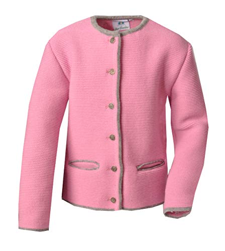 Isar-Trachten Kinderstrickjacke Obertresenfeld rosa/grau, Gr. 110 von Isar-Trachten