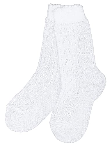 Isar-Trachten Kurze Kinder Socken Häkellook 11041 - Weiß Gr. 19-22 von Isar-Trachten