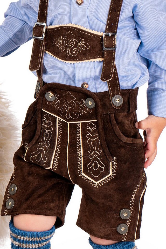 Isar-Trachten Lederhose Lederhose Kinder - JANNIS - dunkelbraun von Isar-Trachten