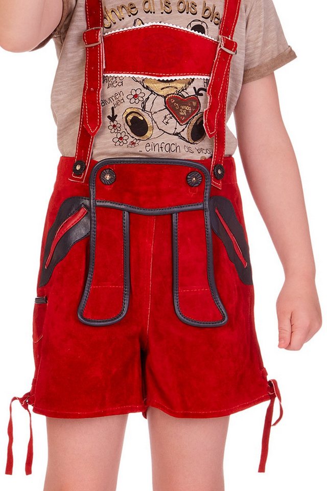 Isar-Trachten Lederhose Lederhose Kinder - JASCHA - rot von Isar-Trachten