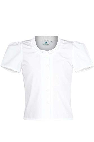 Isar-Trachten Mädchen Kinder Trachten-Bluse schlicht Weiss, WEIß, 110 von Isar-Trachten