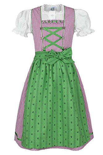 Isar-Trachten Mädchen Kinderdirndl Beere grün mit Bluse, Beere, 104 von Isar-Trachten