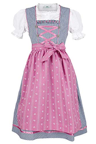 Isar-Trachten Mädchen Kinderdirndl Marine pink mit Bluse, Marine, 110 von Isar-Trachten