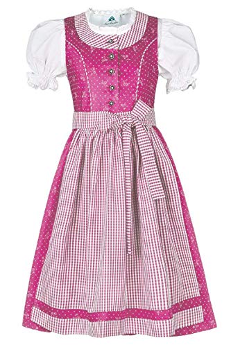 Isar-Trachten Mädchen Kinderdirndl mit Bluse pink, PINK (pink), 86 von Isar-Trachten