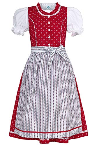 Isar-Trachten Mädchen Kinderdirndl rot mit Bluse, ROT, 80 von Isar-Trachten