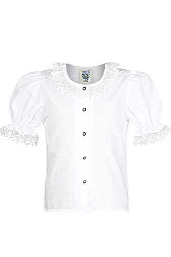 Isar-Trachten Mädchen Mädchen Trachten-Bluse mit Spitze Weiss, WEIß, 110 von Isar-Trachten