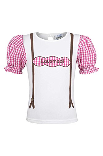 Isar-Trachten Mädchen T-Shirt 'Lausmadl', pink, 98 von Isar-Trachten