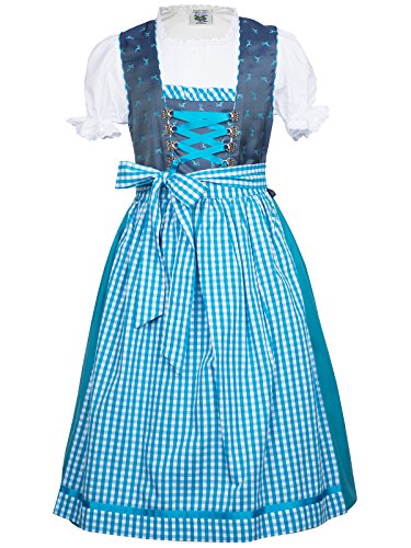 Isar-Trachten Süßes Kinderdirndl Sabrina in türkis 3-teilig (116, türkis) von Isar-Trachten