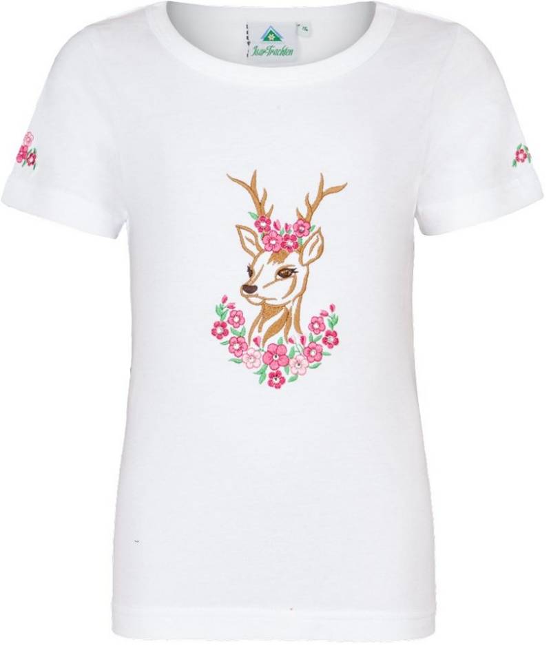 Isar-Trachten T-Shirt Mädchen T-Shirt 'Reh' mit Stickerei 52766, Weiß P von Isar-Trachten