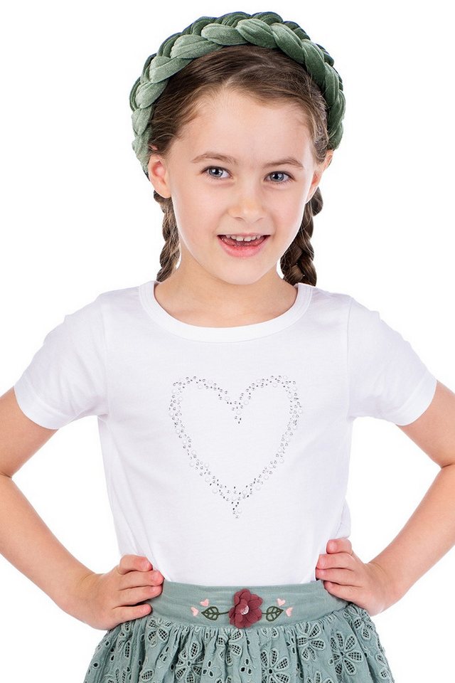 Isar-Trachten Trachtenbluse Trachtenshirt Kind - HERZERL - weiß von Isar-Trachten