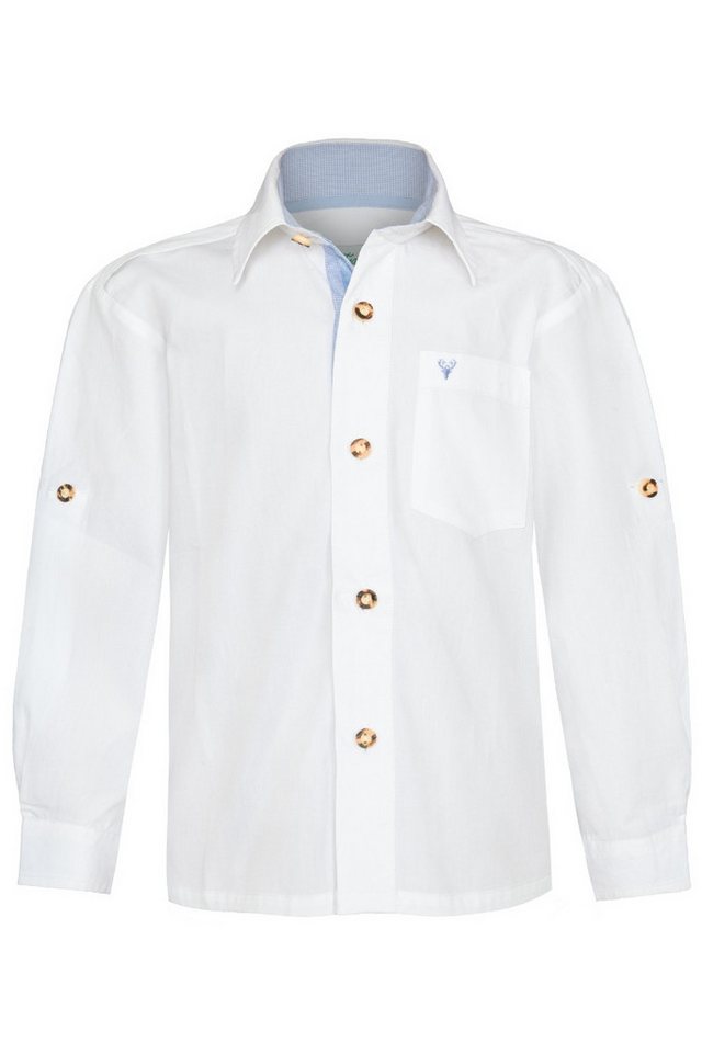 Isar-Trachten Trachtenhemd Trachtenhemd Kind - SAMMY - weiß/hellblau von Isar-Trachten