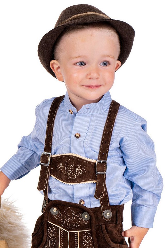 Isar-Trachten Trachtenhemd Trachtenhemd Kind - SCOTTY - hellblau von Isar-Trachten