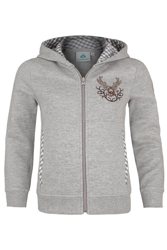 Isar-Trachten Trachtenjacke Kapuzenjacke Kinder - LOVIS - anthrazit, hellgrau von Isar-Trachten