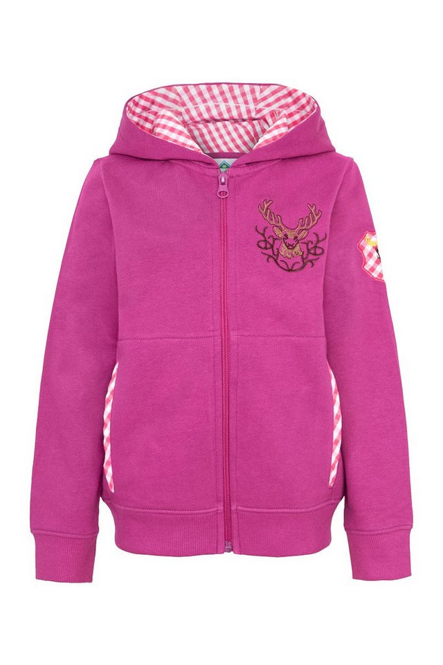 Isar-Trachten Trachtenjacke Kapuzenjacke Kinder - LOVIS - beere, rot von Isar-Trachten