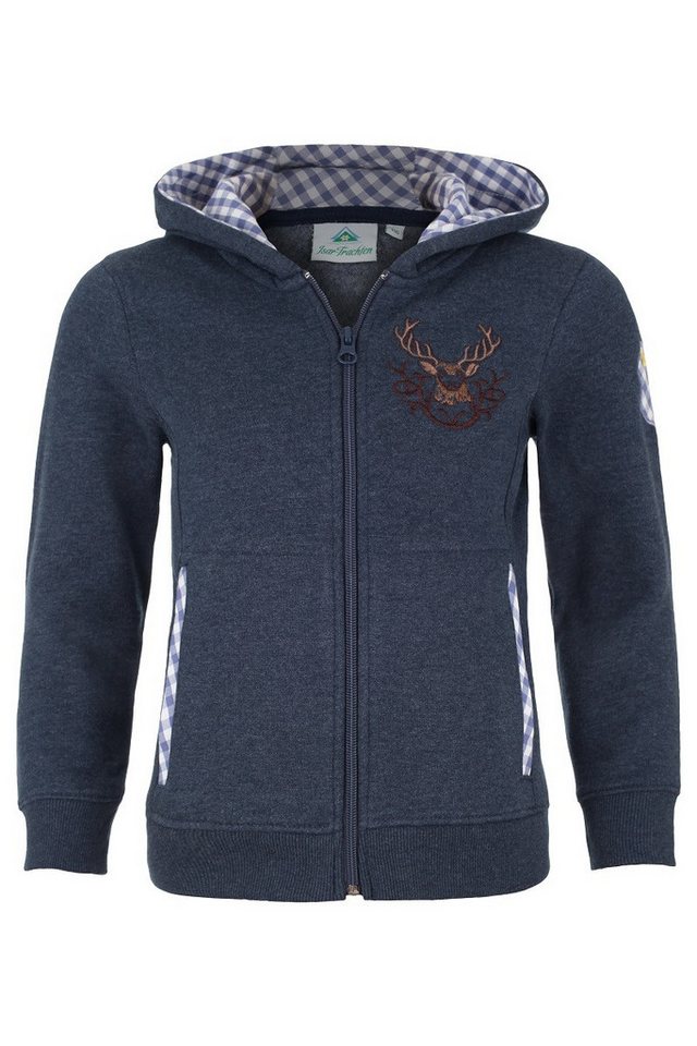 Isar-Trachten Trachtenjacke Kapuzenjacke Kinder - LOVIS - jeansblau von Isar-Trachten