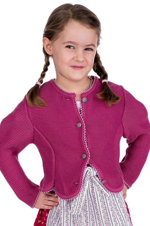 Isar-Trachten Trachtenjacke Strickjacke Kinder - ELEGANTINE - himbeer, kiwi von Isar-Trachten