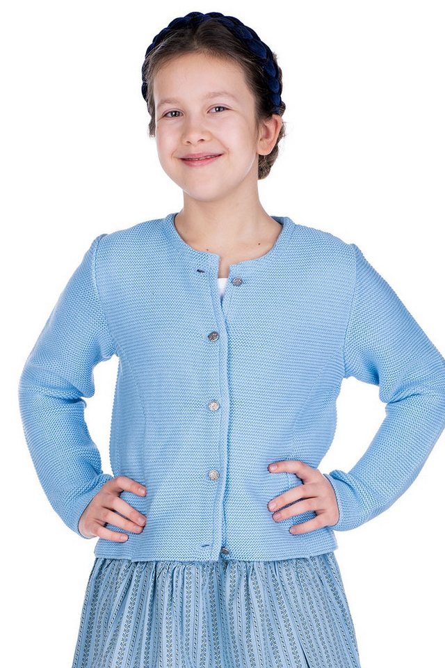 Isar-Trachten Trachtenjacke Strickjacke Kinder - KLASSIKA - hellblau, rosa von Isar-Trachten