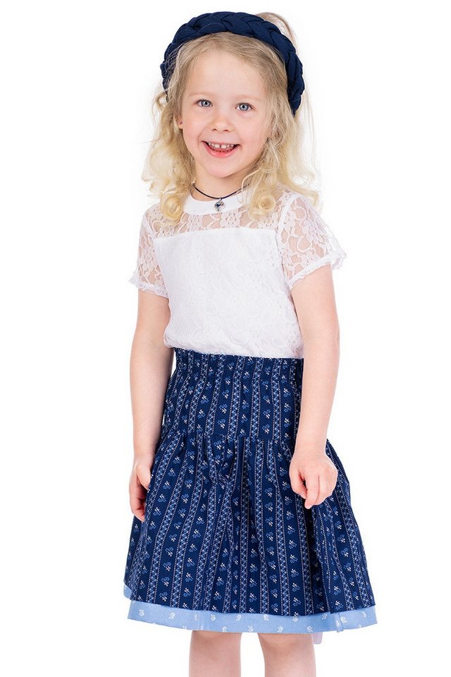 Isar-Trachten Trachtenkleid Mädchen Rock - VANDA - blau/hellblau von Isar-Trachten