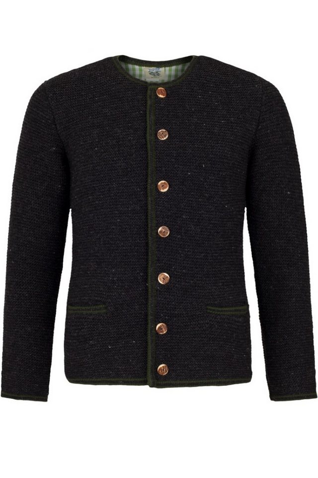 Isar-Trachten Trachtenstrickjacke Trachten Strickjacke Herren - TADDEO - anthrazit, haselnuss melange von Isar-Trachten