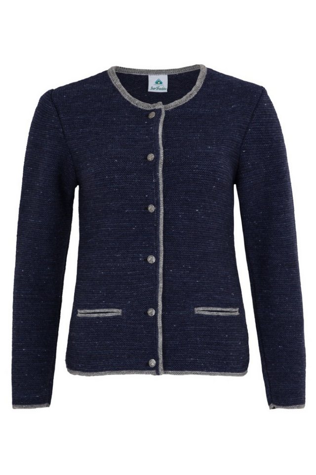 Isar-Trachten Trachtenstrickjacke Trachten Strickjacke - TAHNEE - dunkelblau, hellgrau von Isar-Trachten