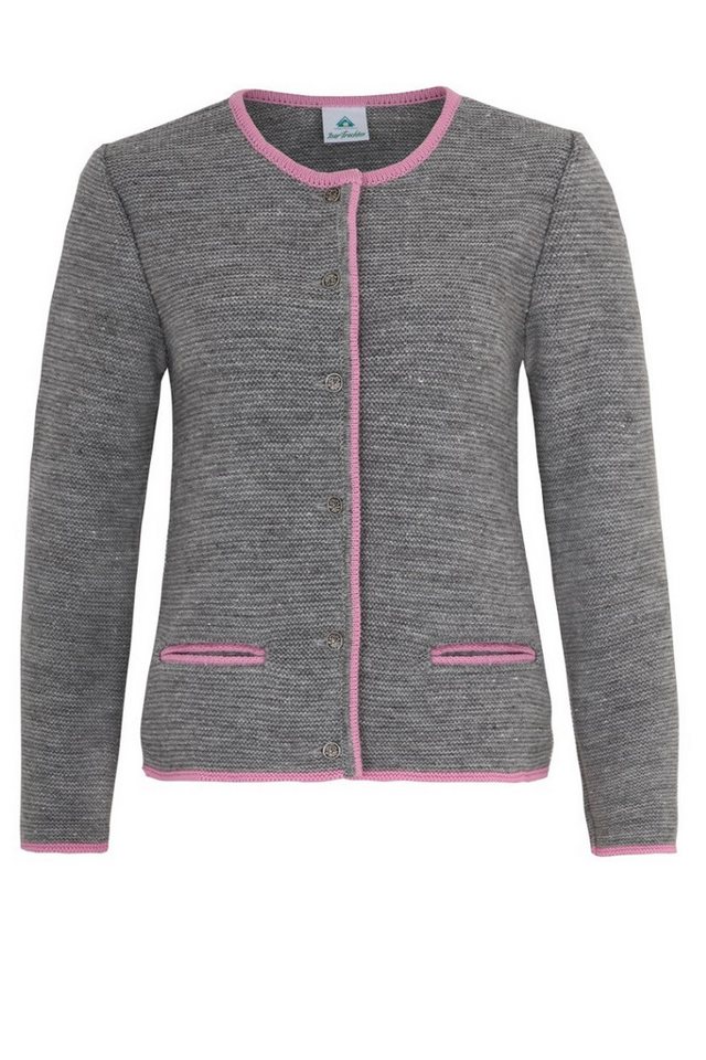 Isar-Trachten Trachtenstrickjacke Trachten Strickjacke - TAHNEE - dunkelblau, hellgrau von Isar-Trachten