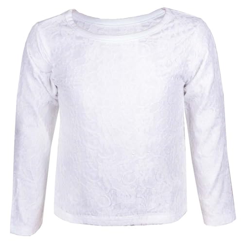 Kinder T-Shirt Langarm | Trachtenbluse mit Spitze | Spitzenbluse in weiß (DE/NL/SE/PL, Numerisch, 116, Regular, weiß) von Isar-Trachten
