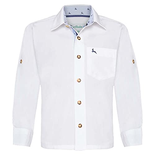 Kinderhemd 48202 weiß hellblau | Modernes Trachtenhemd für Kinder | Hemd aus Baumwolle Jungen Gr 116 von Isar-Trachten