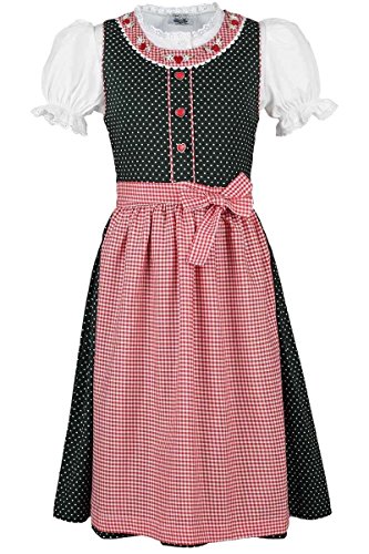 Isar-Trachten Mädchen Kinderdirndl grün mit Bluse, grün, 140 von Isar-Trachten