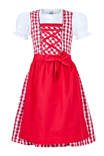 Trachten Kinderdirndl von Isartrachten in rot weiß kariert (92) von Isar-Trachten